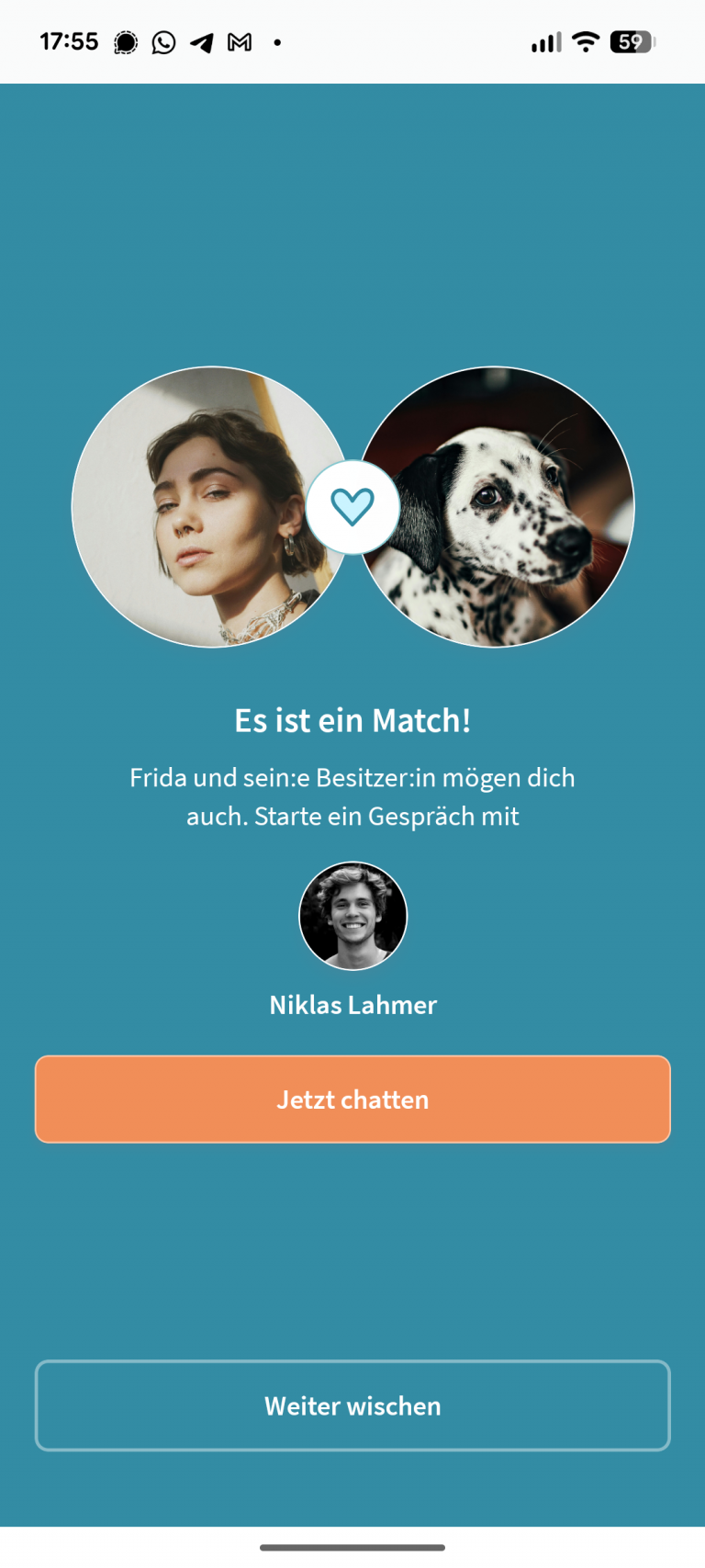 Dogsharing App Match Screenshot